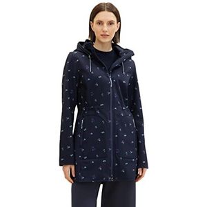 TOM TAILOR dames softshell jas met capuchon, 26733-Marine kleurrijk bloemdessin