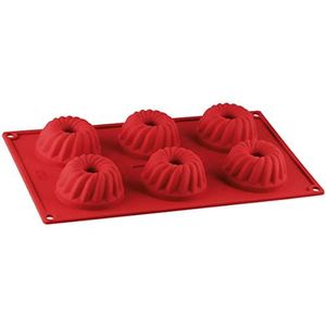 Dr. Oetker 1270 Plaat met 6 Mini-tulbandcake, siliconen vorm, tulbandvorm, siliconen, rood, 30 x 17,5 x 3,5 cm