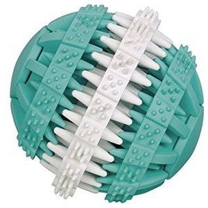 Nobby Dental Fun Ball voor honden, van robuust rubber, 7 cm, turquoise/wit