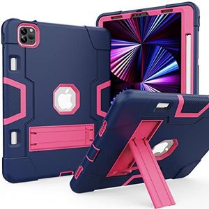 ipad air 10,9 inch ipad air 5e generatie 4e generatie ipad pro 11 case 2020/2018 case stootvast beschermhoes met standaard marine + roze