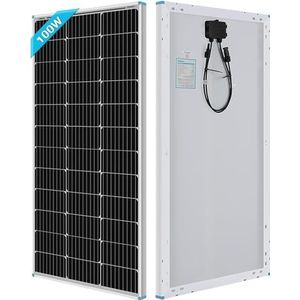 Renogy Zonnepaneel, 100 W, 12 V, zeer efficiënte monokristallijne module voor camperaccu‘s, boot, caravan en off-grid toepassingen