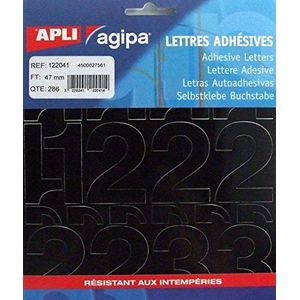 Agipa 122041 zak met 286 cijfers, zelfklevend, 47 mm, zwart