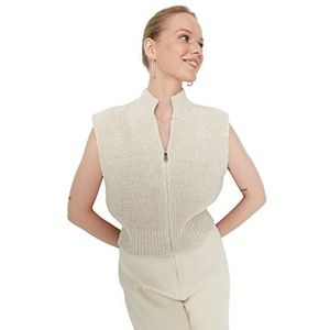 TRENDYOL Cardigan Crop Knitwear Sweatshirt voor dames, stone, S, Steen