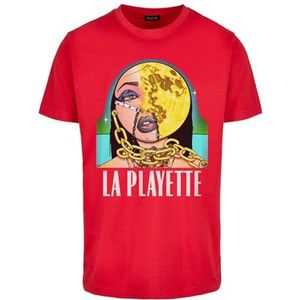 Mister Tee Heren T-shirt La Playette Tee print T-shirt heren grafisch T-shirt streetwear urban rood XS, Stedelijk rood