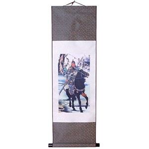 lachineuse - Kakemono God van de oorlog - Guang Gong wandtapijt - Japanse decoratie om op te hangen - 100 x 30 cm - Traditioneel Japans schilderij - Grijs - Cadeau-idee Japan Azië