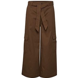 KAFFE Kaffe Cargo Pants Cropped Length Wide Legs Tying Riem Zijzakken Damesbroek, Soft Silt