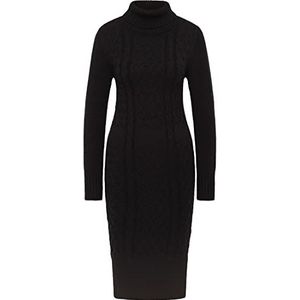 dulcey Robe en tricot pour femme, Noir, XL-XXL