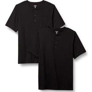 Amazon Essentials Henley en jersey à manches courtes pour homme, coupe classique, noir, taille L