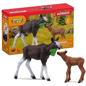 schleich 42629 Wild Life Speelgoedset Schleich Mama eland en haar kleine - assortiment bosdieren met mama eland en haar baby - cadeau voor kinderen vanaf 3 jaar