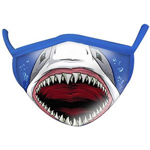 Wild Republic Wild Smiles masker voor volwassenen, kan worden aangebracht op een medisch masker, herbruikbaar, wasbaar, voor mond en neus, met haaienmotief 25793
