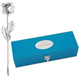 Echt zilveren roos met opschrift: voor een bruiloft van 925 zilver, lengte 28 cm, levering in hoogwaardige satijnen geschenkdoos en certificaat van echtheid