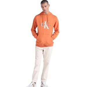 Calvin Klein Jeans Seasonal Monologo Regular Hoodie J30j320805 Sweatshirt met capuchon voor heren, Oranje (gebrande klei)