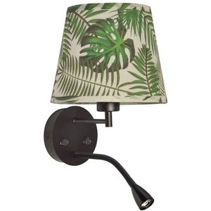 BarcelonaLED E27 LED wandlamp met draaibare leesreflector flexibel 3W groen textiel display schakelaar voor slaapkamer hoofdeinde woonkamer