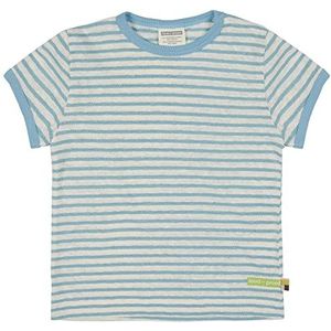 Gestreept T-shirt met linnen T-shirts, turkooisblauw, 86-92, Turkoois Blauw
