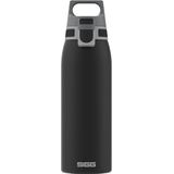 SIGG Drinkfles Shield One Black(0.75 L / 1 L), waterdichte en herbruikbare roestvrij stalen drinkfles, duurzame roestvrijstalen waterfles met One Top dop voor eenvoudig openen