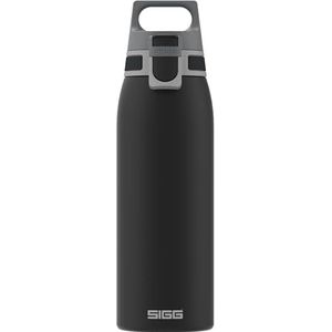 SIGG Drinkfles Shield One Black(0.75 L / 1 L), waterdichte en herbruikbare roestvrij stalen drinkfles, duurzame roestvrijstalen waterfles met One Top dop voor eenvoudig openen