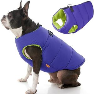 Gooby - Robuust gevoerd vest voor honden, hondenjas, trui, ritssluiting, met riem, robuust, paars, maat XL