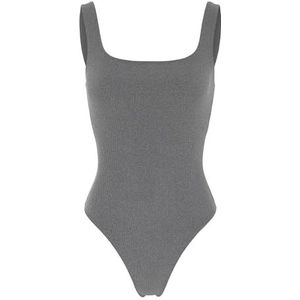 Girlfriend Collective Sportbody voor dames, vierkante hals, korte brief, yoga-jumpsuit voor dames, geïntegreerde ondersteunende beha