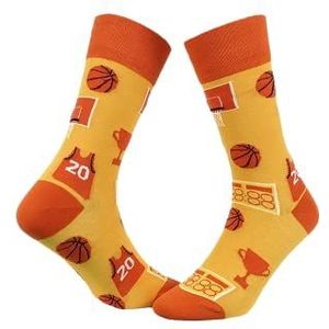 Livoni Hoogwaardige katoenen sokken Unisex kousen met kleurrijk en grappig patroon Maat 35-38 Modelnaam: Play Basketball Regular Sokken, Meerkleurig