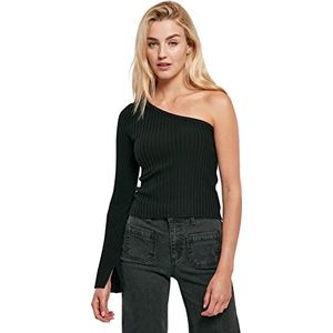 Urban Classics Ladies Short Rib Knit One Sleeve Sweater Maillot de survêtement Femme, Noir, S