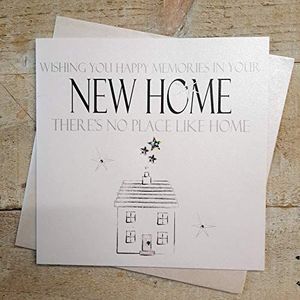 White Cotton Cards N42 Wenskaart ""New Home There's No Place Like Home"", handgemaakt, met Engels opschrift