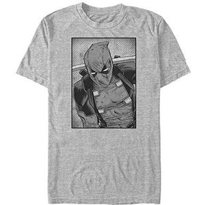 Marvel Deadpool T-shirt met korte mouwen, organisch, zwart en wit, Melange Grey, L, Melange Grey