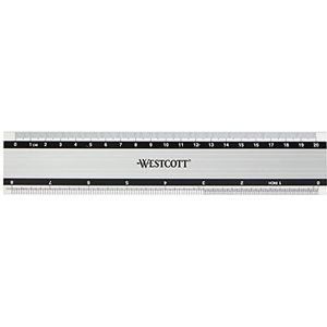 Westcott E-10190 00 aluminium liniaal bijzonder antislip, 20 cm, 8 inch