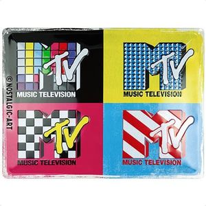 Nostalgic-Art MTV Plaque Rétro 30 x 40 cm - Logo Pop Art - Idée Cadeau pour Musique Métal Vintage