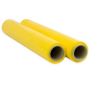 OFITURIA Verpakkingsfolie 50 cm breed en tot 300 meter lang uitbreidbaar - handmatige elastische folierol voor industriële verpakking (geel, 2)