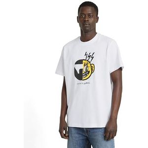 G-STAR RAW T-shirt ample pour homme avec visage de dessin animé, Blanc (White D25701-c336-110), XS