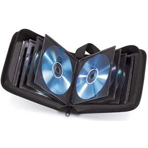 Hama tas (voor 32 cd's/dvds/blu-rays, opbergdoos, ruimtebesparend, voor kantoor, woonkamer en thuis, draagtassen) zwart