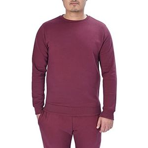 M17 Heren Classic ronde hals sweatshirt casual longsleeve pullover effen pullover (M Denim), Bordeaux rood