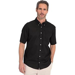 JP 1880 Linnen overhemd, halflange mouwen, button-down-kraag, moderne pasvorm, herenoverhemd, zwart.
