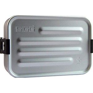 SIGG Metal Box Plus S Unch Box Alu 0,8 L, moderne bentobox met geïntegreerde siliconen plaat, lichte lunchbox met vakken