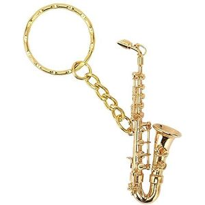 Sleutelhanger met saxofoon-hanger, draagbaar en grappig messing, miniatuur muziekinstrument, cadeau-idee voor afstuderen, verjaardag, kunststof, Kunststof