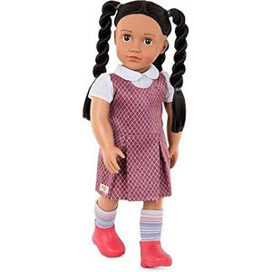 Our Generation Frederika Schoolmeisjespop, beweegbare pop, 46 cm, met kleding en accessoires, schooljurk en gevlochten haar, speelgoed vanaf 3 jaar