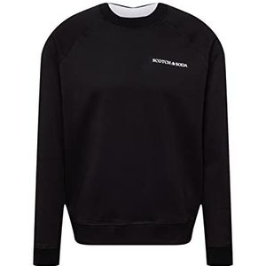 Scotch & Soda Uniseks sweatshirt met ronde hals van hoogwaardig biologisch katoen, zwart 0008