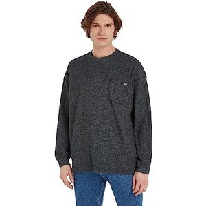 Tommy Jeans Tjm Rlx wafel-T-shirt L/S gebreide tops heren, Zwart