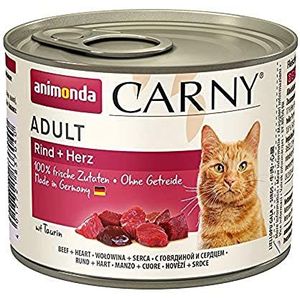 animonda Carny Volwassen kattenvoer, nat voer voor volwassen katten, rundvlees + hart, 6 x 200 g