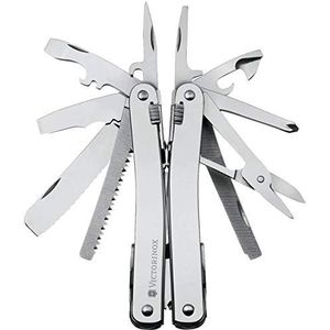 Victorinox Multifunctioneel gereedschap Swiss Tool X (28 functies, combi-zange, draadbieger, metalen hoes) lederen hoes, zilver