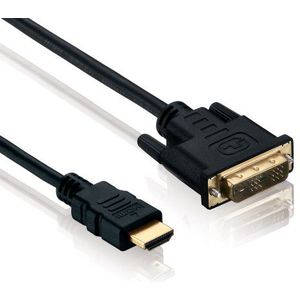 HDSupply X-HC020-005 HDMI/DVI-kabel (19-polig) naar DVI-D-stekker (18 + 1 pin), vergulde contacten, dubbel afgeschermd, 0,5 m, zwart