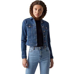 Vero Moda Vmluna Ls Slim Dnm Jacket Mix Ga Noos Damesjas, Medium blauwe denim.