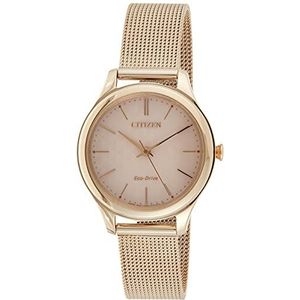 Citizen Eco-Drive Analoog dameshorloge met roestvrijstalen mesh-armband, roségoud, armband, Rozengoud., Armband