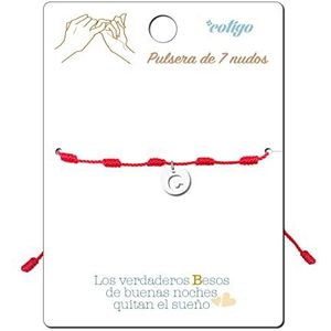 cotigo Rode armband met 7 knopen met initialen A-Z van roestvrij staal, amuletten voor geluk en bescherming, boze oogarmband voor koppels en vriendschap, verstelbaar rood koord, Roestvrij staal