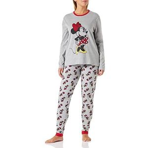 CERDÁ LIFE'S LITTLE MOMENTS Minnie Mouse Winter Game Pyjama 100% Katoen met Lange Mouwen T-shirt en Broek - Officiële Disney-licentie Pijama-set voor dames, grijs.