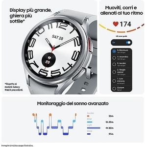 Samsung Galaxy Watch6 Classic LTE 47 mm Smartwatch Fitness Tracker, wellnessmonitor, lange batterijduur, interactieve roestvrijstalen ferrule, grafiet [Italiaanse versie]