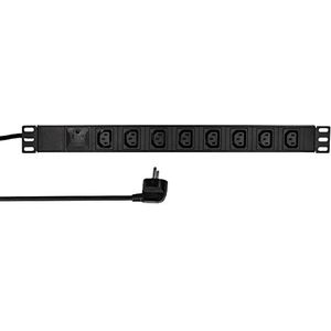 LogiLink Professional PDU8A01 Stekkerdoos 8-voudig IEC320 zwart met overspanningsbeveiliging 19