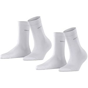 ESPRIT Basic Easy 2-pack ademende sokken biologisch katoen zachte randen zonder druk op het been geschikt voor diabetici voor dagelijks leven werk multipack set van 2 paar, Wit 2000