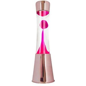 Fisura, Lavalamp Lamp met ontspannend effect. Met reservelampje. Afmetingen: 11 cm x 11 cm x 39,5 cm. Roségoud