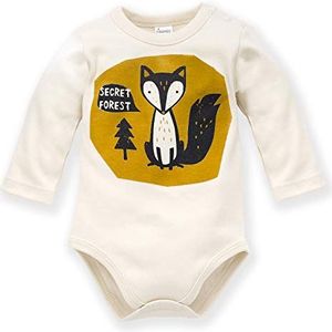 Pinokio - Secret Forest babybody's voor jongens, meisjes, uniseks, 100% katoen, lange mouwen, ecru met opdruk vos 62 68 74 80 86 92 cm, ECRU